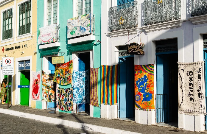 The colorful streets of Pelourinho reveal another side of Salvador.